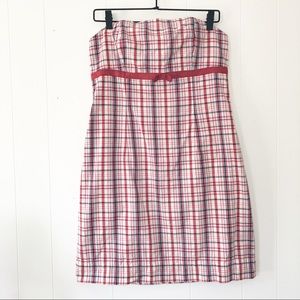 Lilly Pulitzer Red Madras Plaid Strapless Dress